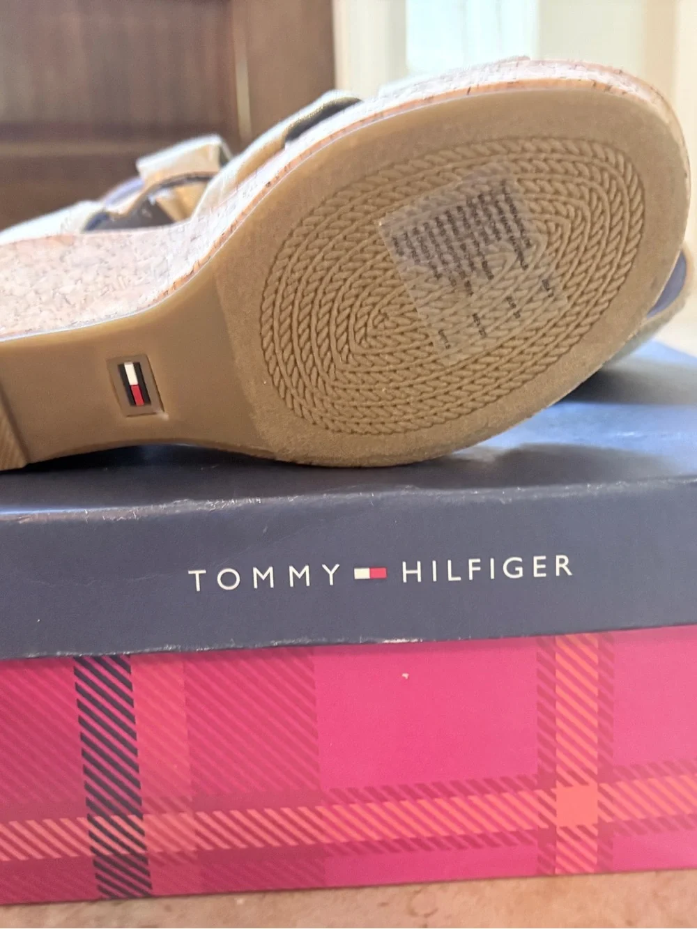 Tommy Hilfiger Girl’s Tan Cork Wedge Sandals